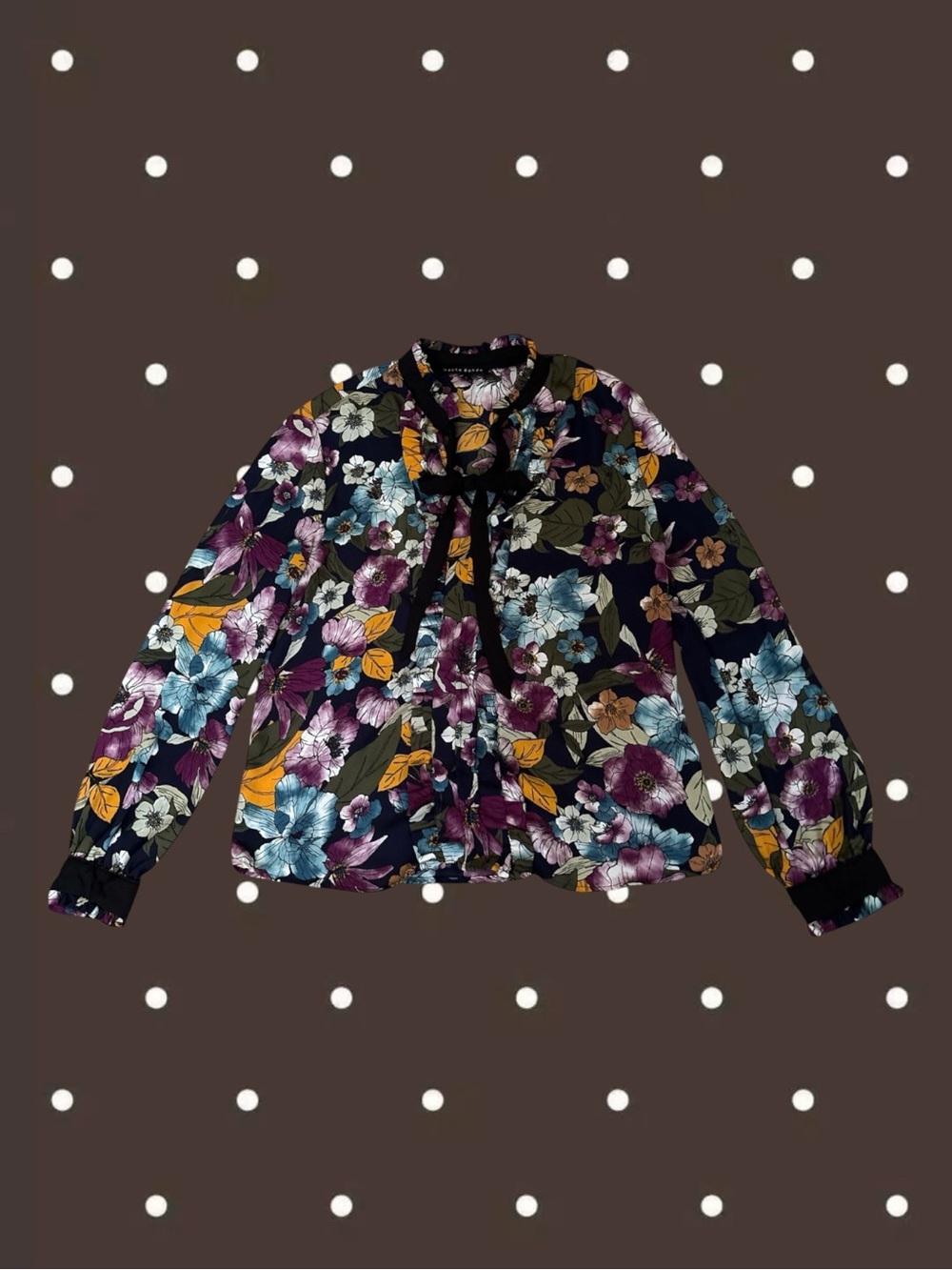 Haute Monde Floral Tie Neck Blouse Small